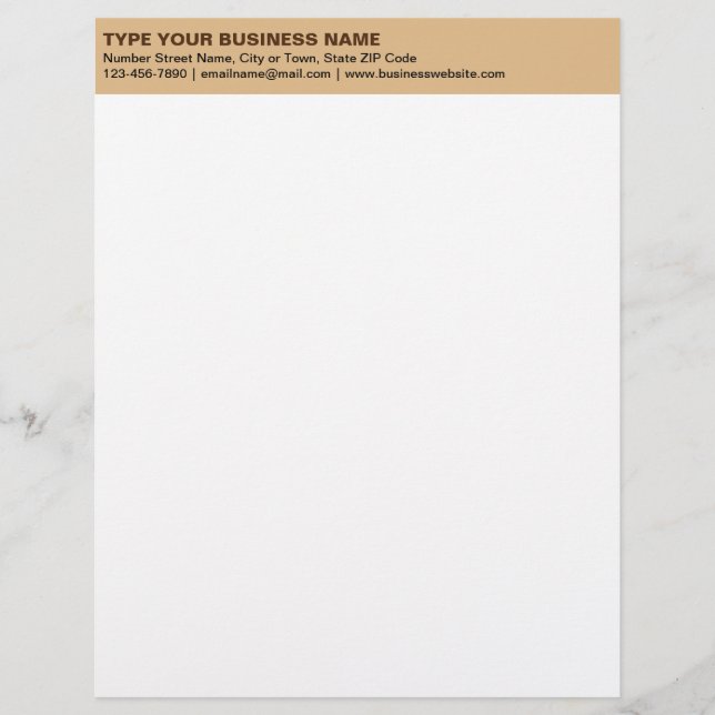 Left Aligned Plain Texts on Light Brown Heading of Letterhead (Front)