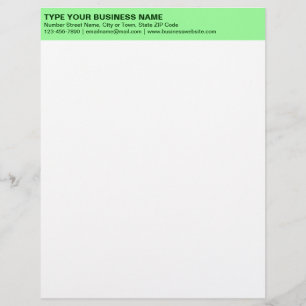 Left Aligned Plain Texts on Light Green Heading of Letterhead
