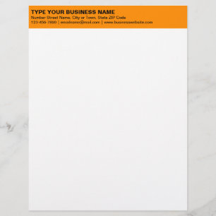 Left Aligned Plain Texts on Orange Heading of Letterhead