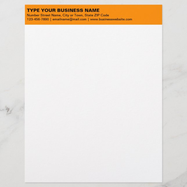 Left Aligned Plain Texts on Orange Heading of Letterhead (Front)
