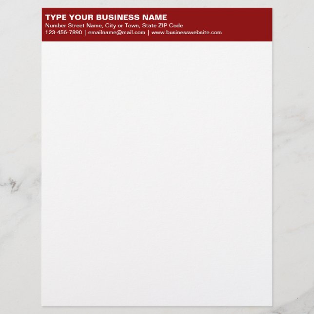 Left Aligned Plain Texts on Red Heading of Letterhead (Front)
