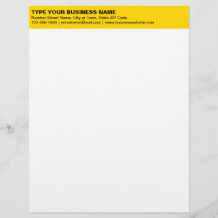 Left Aligned Plain Texts on Yellow Heading of Letterhead