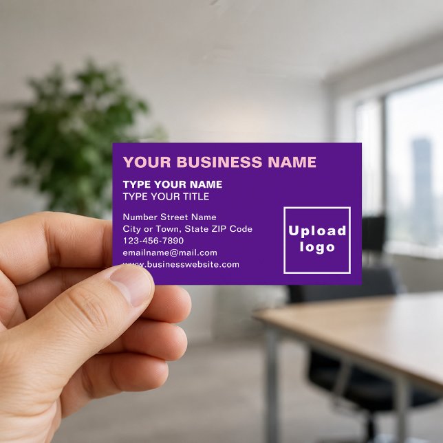 Left-Aligned Purple Business Cards (Front of the business card)