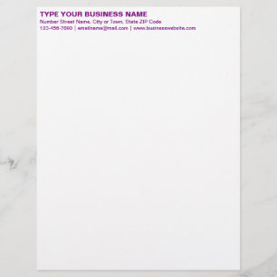 Left Aligned Purple Plain Texts Heading of Letterhead