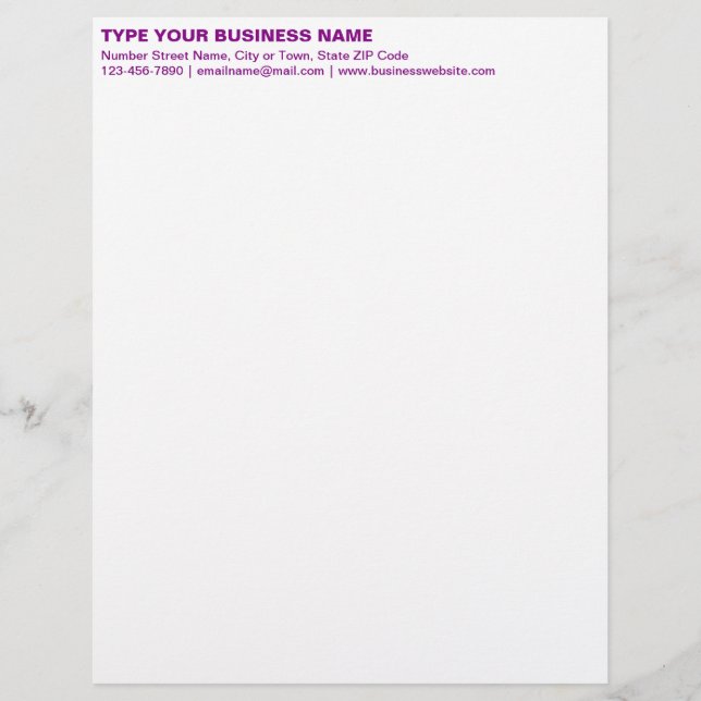 Left Aligned Purple Plain Texts Heading of Letterhead (Front)