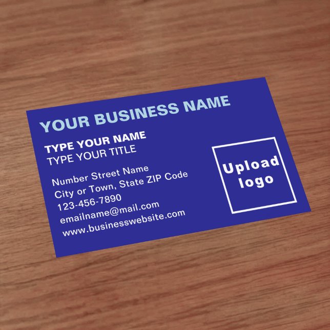 Left Aligned Style Blue Business Card (Front of the business card)