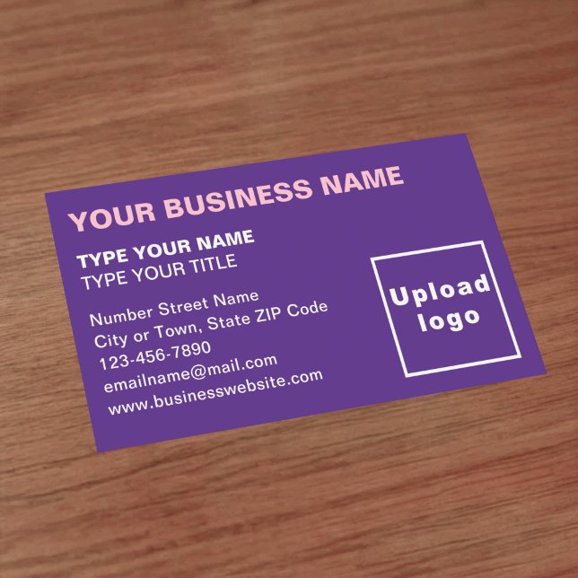 Left Aligned Style Purple Business Card (Front of the business card)