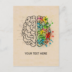 Left And Right Human Brain Add Text Postcard