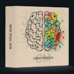 Left And Right Human Brain Personalize Binder<br><div class="desc">A comparison of the Left right human brain concept. Ready to be personalized. Just add your name and initials for a modern monogram. Creative part and logic part with social and business doodle sketch mathematics calculations and abstract art paint. The brain and mind psychology idea drawing illustration design. The brain...</div>
