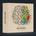 Left And Right Human Brain Personalize Binder<br><div class="desc">A comparison of the Left right human brain concept. Ready to be personalized. Just add your name and initials for a modern monogram. Creative part and logic part with social and business doodle sketch mathematics calculations and abstract art paint. The brain and mind psychology idea drawing illustration design. The brain...</div>