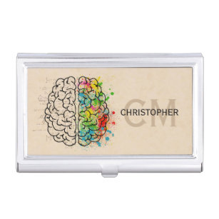 Left And Right Human Brain Personalize Business Card Holder