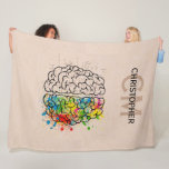 Left And Right Human Brain Personalize Fleece Blanket<br><div class="desc">A comparison of the Left right human brain concept. Ready to be personalized. Just add your name and initials for a modern monogram. Creative part and logic part with social and business doodle sketch mathematics calculations and abstract art paint. The brain and mind psychology idea drawing illustration design. The brain...</div>