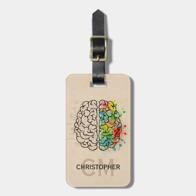 Left And Right Human Brain Personalize Luggage Tag (Front Vertical)