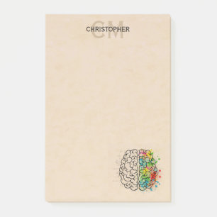 Left And Right Human Brain Personalize Monogram Post-it Notes