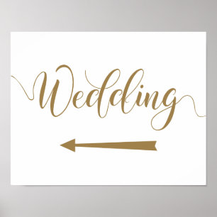 Left Arrow Wedding Sign Gold Directions Signage