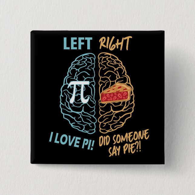 Left Brain Right Brain Funny Pi 2 Inch Square Button (Front)