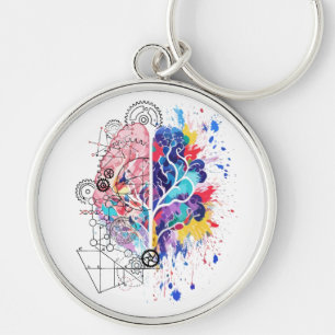 Left Brain vs Right Brain Creative Artwork Keychain