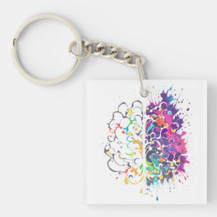 Left Brain vs Right Brain Creative Artwork Keychain
