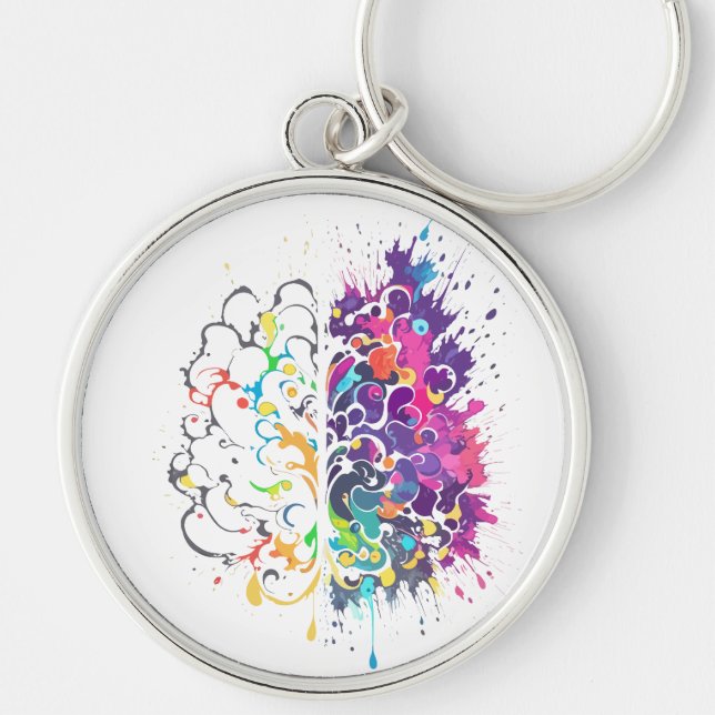 Left Brain vs Right Brain Creative Artwork Keychain (Front)