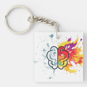 Left Brain vs Right Brain Creative Artwork Keychain