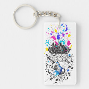 Left Brain vs Right Brain Creative Artwork Keychain