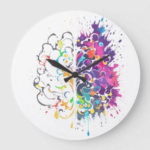 Left Brain vs Right Brain Creative Artwork Large Clock