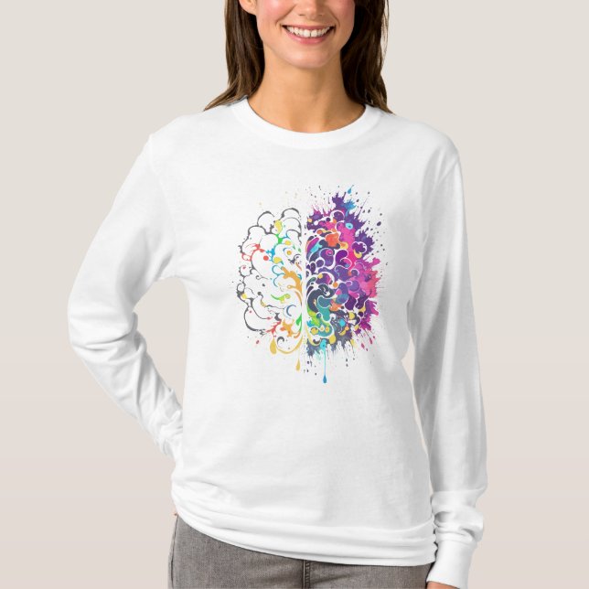 Left Brain vs Right Brain Creative Artwork T-Shirt (Front)