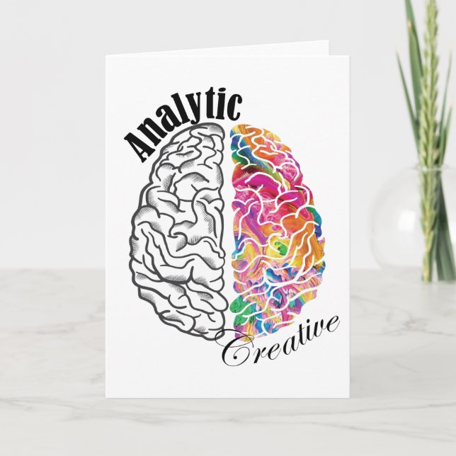 Left Brained Right Brained Analytic Creative Brain Holiday Card (Front)