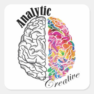 Left Brained Right Brained Analytic Creative Brain Square Sticker