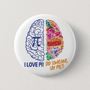 Left Brained Right Brained Funny Pi 2 Inch Round Button