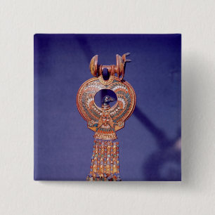 Left earring from a pair earrings with a 2 inch square button
