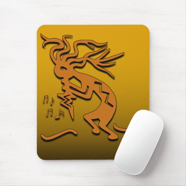 Left Facing Flute Playing Kokopelli Musician Mouse Pad (With Mouse)