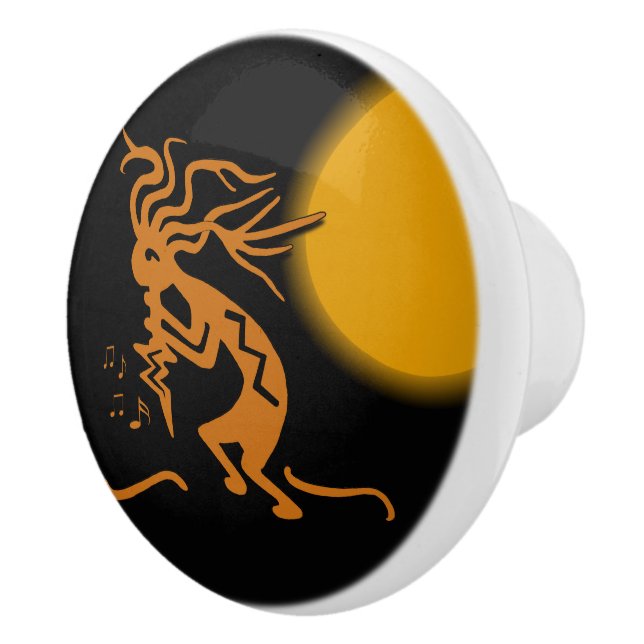 Left Facing Kokopelli Musician Ceramic Knob (Right)
