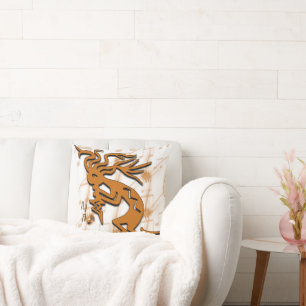 Left Facing Kokopelli Musician Throw Pillow