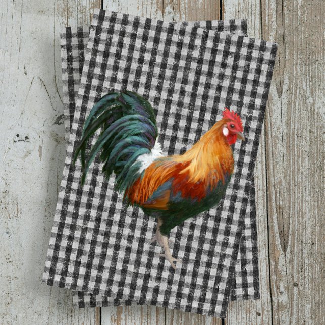 Left Farmhouse Rooster Black White Buffalo Check Tissue Paper (Creator Uploaded)