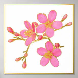 Left Foil Accent Pink Spring Blossoms Print Poster