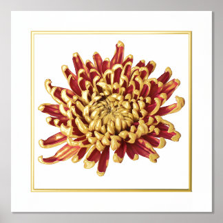Left Foil Accent Red & Gold Mum Print Poster