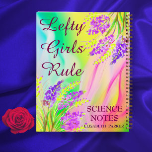 Left-Handed Colourful Abstract Floral Name Subject Notebook