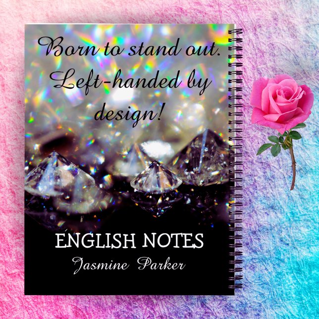 Left-Handed Diamond Custom Name Black School Gear Notebook (Creator Uploaded)