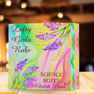 Left-Handed Floral Abstract Name School Supply Binder