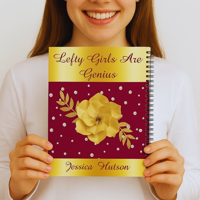 Left-Handed Gold Spiral Custom Notebook for Teens (Creator Uploaded)