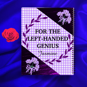 Left-Handed Lilac Gingham Floral Custom School  Notebook
