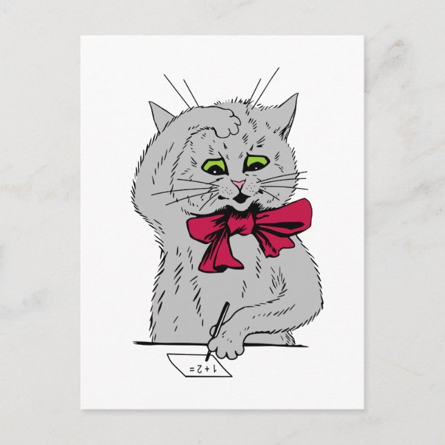 Left Handed Math Cat  Postcard (Front)