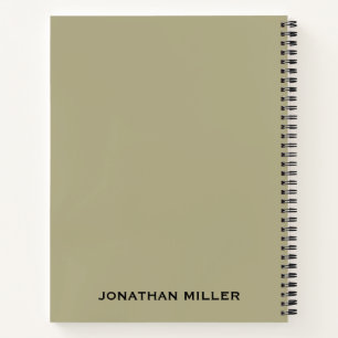 Left-Handed Sage Green and Black Personalized Name Notebook