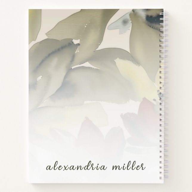 Left Handed Watercolor Botanical Spiral Notebook (Back)