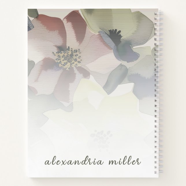 Left-Handed Watercolor Floral and Greenery Notebook (Back)