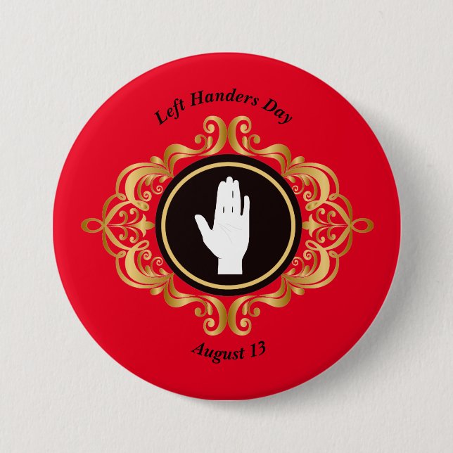 Left Handers Day Silhouette Button (Front)