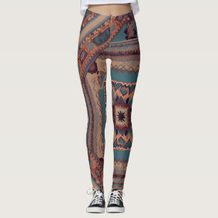 "Left Knee Patch" sarong style southwest pattern Leggings