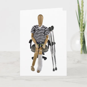 Left Leg in Cast in a chair with crutches Card