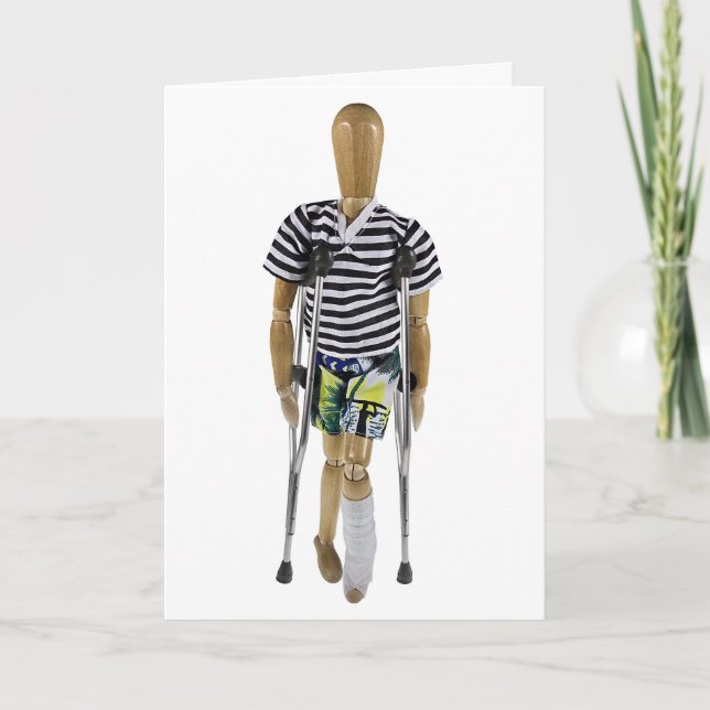 Left Leg in Cast with Crutches Card (Front)